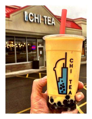 Chi Bubble Mango Tea Lg.w/Tapioca.Pretty Good!  Chi Tea.Lombard IL. Lot Assorted BubbleTeas! and Two (Only) Sandwiches! In Menu!