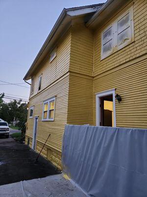 After mitigation. Removed paint instead of vinyl siding.