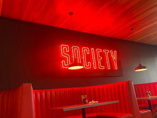 Society sign inside