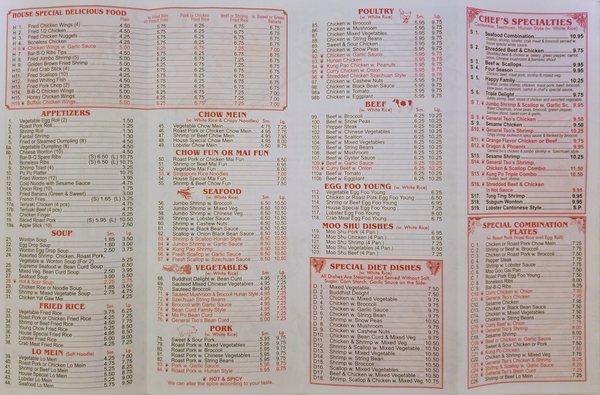 Take-out menu