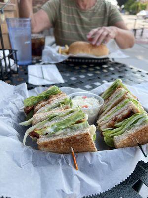 Club sandwich (no tomato) with coleslaw