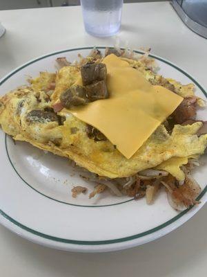 Meat Lovers Scramble w/American Cheese