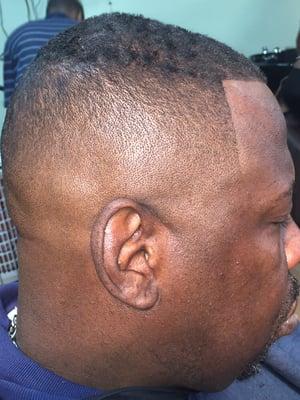 Low blade fade with razor sharp lining.