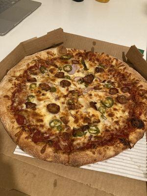 Fiery Sausage and Peppers pizza