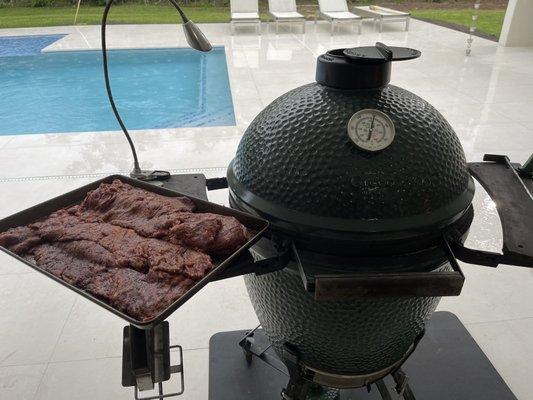 Getting BGE ready to do the Reverse Sear on my Steaks...