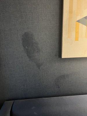 Stains on wall.