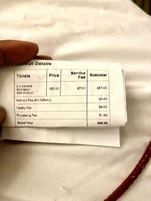 Receipt of Total cost not refunded