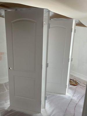 Interior doors painting in progress