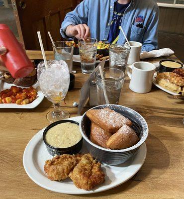 Chicken and beignets