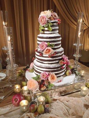 Montage, Laguna Beach Hotel.  Wedding was chic with our Naked Cake finished with fresh flowers.