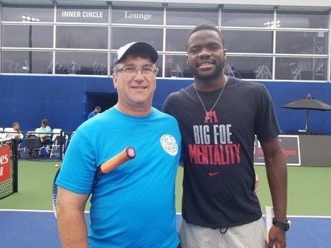 Frances Tiafoe and me hitting at the BB&T tournament in Atlanta.