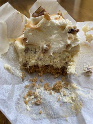 Inside of the maple pecan cheesecake