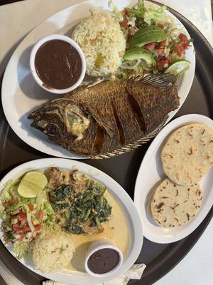 Filete en crema y mojarra frita