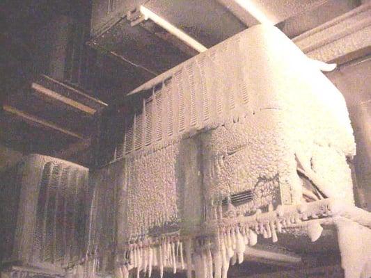 This is how Trane tests their products. This Trane heat pump continues to run in a block of ice!