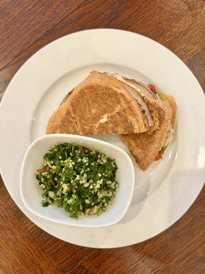 Turkey Panini with a side of Tabouli