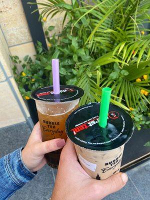 Chai tea, peach with boba