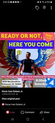 Saturday Zumba flier