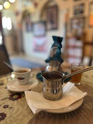 Turkish coffee and Moroccan mint tea