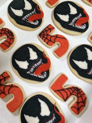 Custom Venom cookies and spider web 5's