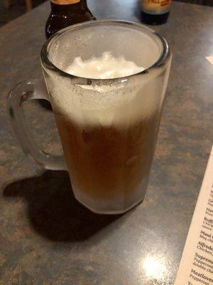 Beers served in a frosted mug- great touch! They were so cold that my beer started turning into a slushy.