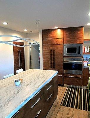 Contemporary#European#walnut#built -in refrigerator