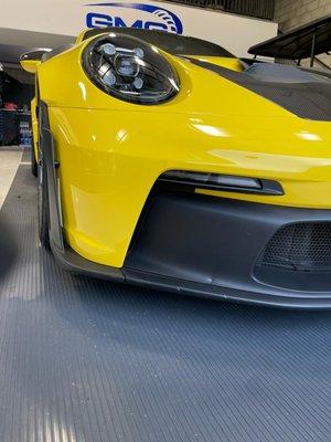 2023 Porsche GT3RS in for emergency bumper repair