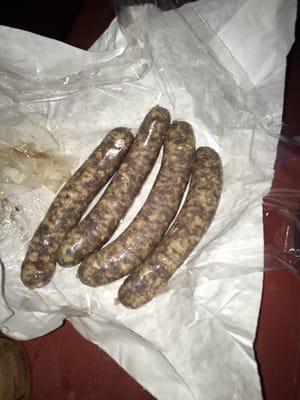 Crazy good Merguez (lamb) sausage from their freezer & ready to grill!