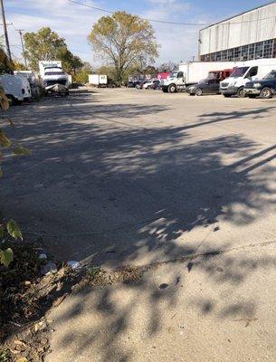 The parking lot of this place that's obviously not a moving or storage company in one of the worst areas of Chicago.