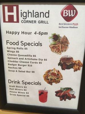 Happy hour menu