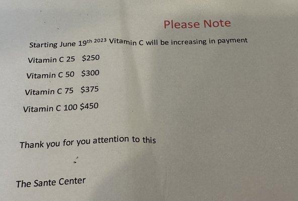 High dose vitamin c pricing.