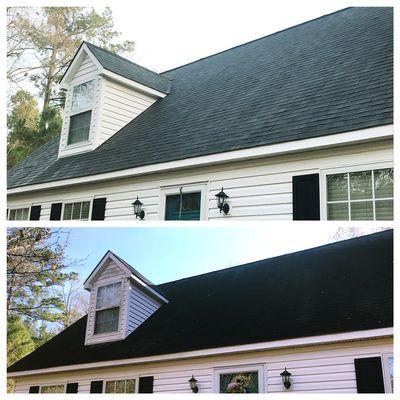 Give us a call about our safe, affordable, and environmentally safe roof cleaning process