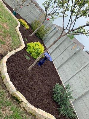 Mulch installation, shrub trimmings, lawn mowing