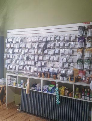 Herb wall inside the shop