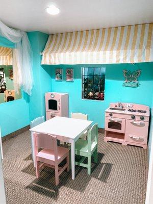 The cutest kitchen located upstairs in the treehouse