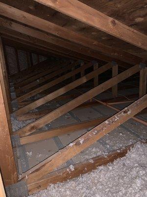 Area of attic with no insulation