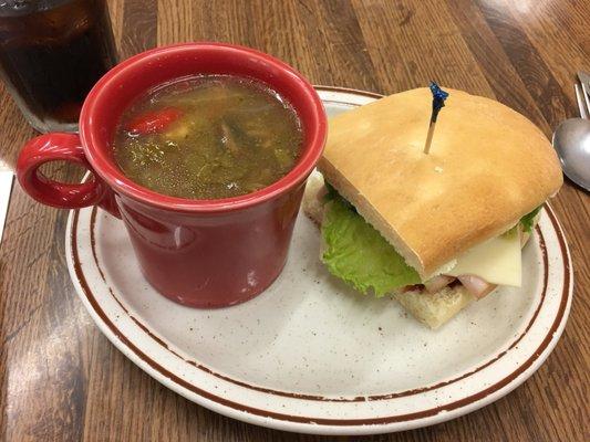 Turkey Cranberry Half Sandwich with Thai Chicken Soup