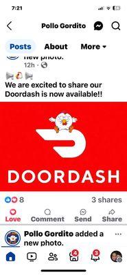 Door Dash is available