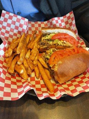 Philly Cheese Steak Sub with fries