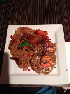 Mixed beef & seafood Lomosaltado with seafood fried rice- very good:)