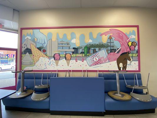 Cute mural inside Baskin Robbins in Downey, CA 8/11/21