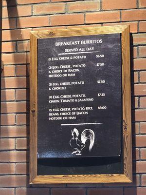 Raised breakfast burrito prices a bit