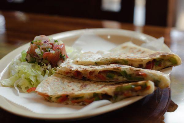 Mushroom Quesadilla. Ask us about our vegetarian options.