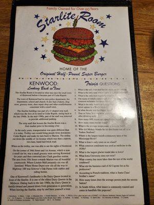 Front of Menu, April 2024