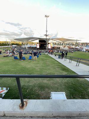 lawn area with a mild uphill hike to the restrooms