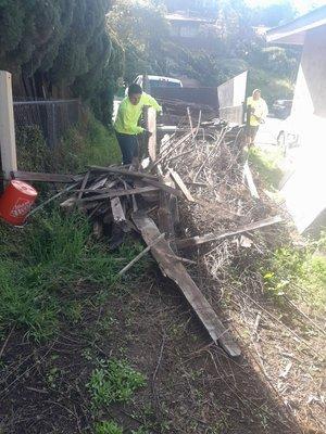 Hauling debris from clean up