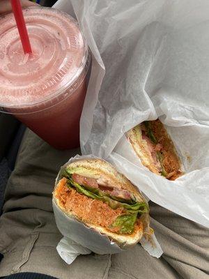 Torta de lomo and agua de sandia