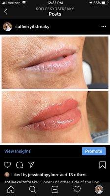 Lip blush before & after