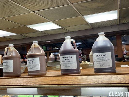 So many bar-b-cue sauces. Look...no dust and no grease. Made with wood and the glass is clean