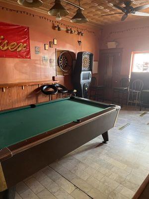 Pool table and darts