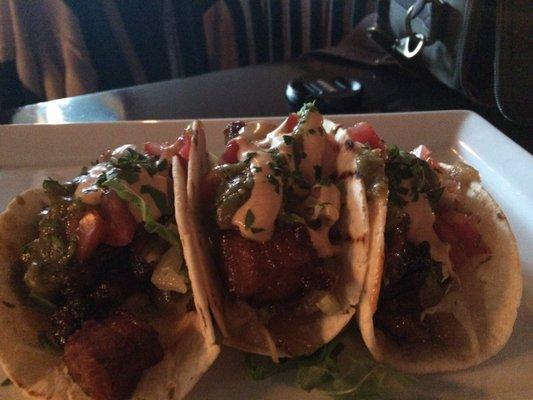 Pork belly tacos were flavorful filled with a crispy and savory pork belly meat